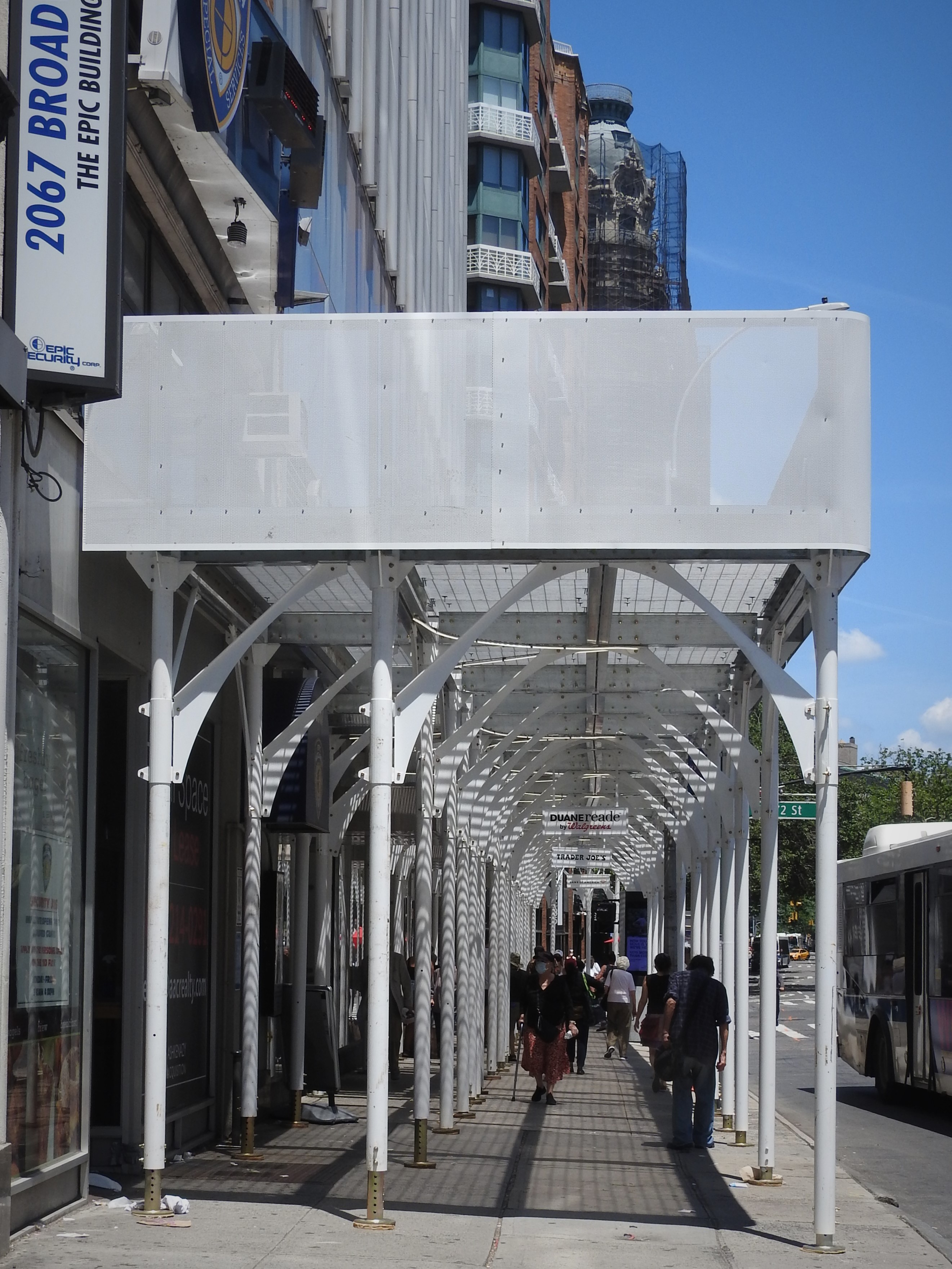 Sidewalk shed at 2073 Broadway in Manhattan