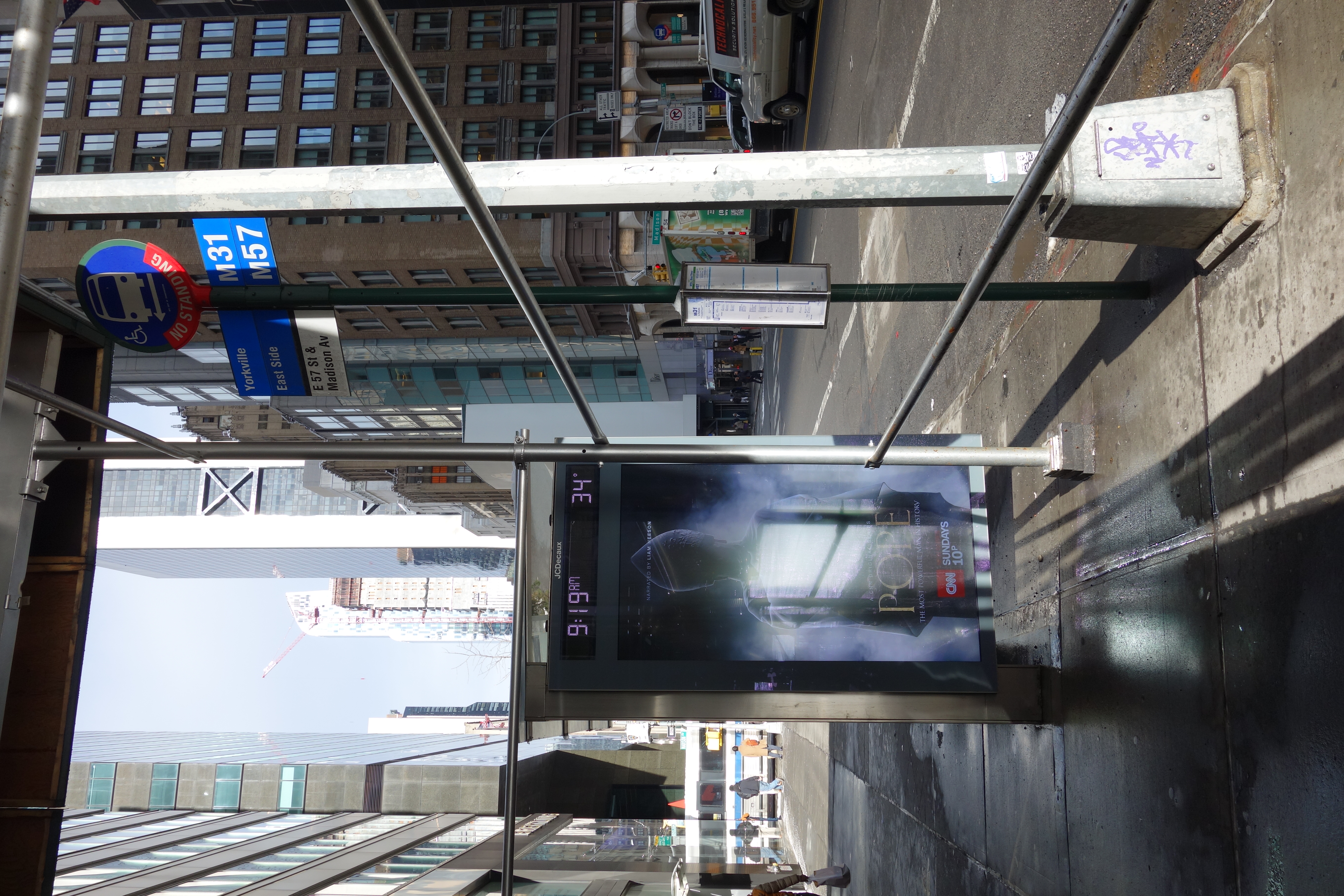 Building pipe scaffolding near 57th Street and Madison Avenue in Manhattan