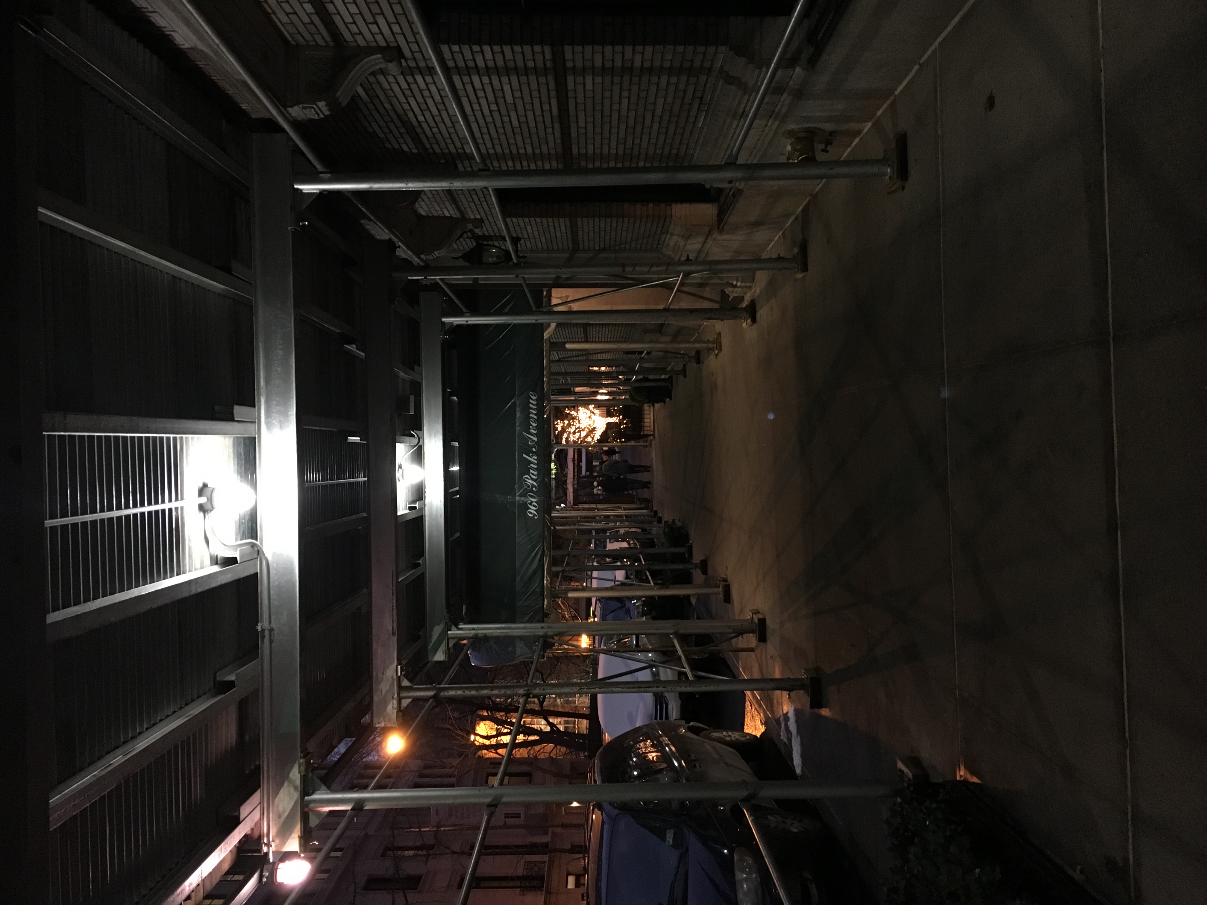 Pipe scaffolding on 960 Park Avenue in Manhattan